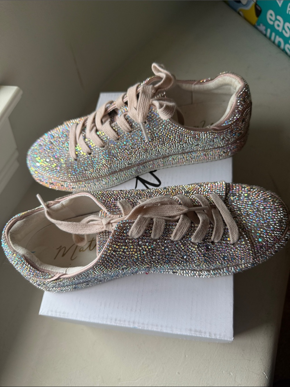 Matisse Rhinestone-Embellished Blush Glitter Sneakers